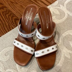 Donald J Pliner COUTURE “Nikki” leather studded slip on heel strap sandals 8